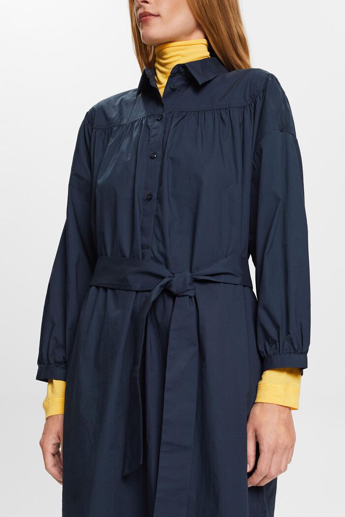 Sukienka koszulowa z wiązanym paskiem, 100% bawełna, PETROL BLUE, detail image number 2
