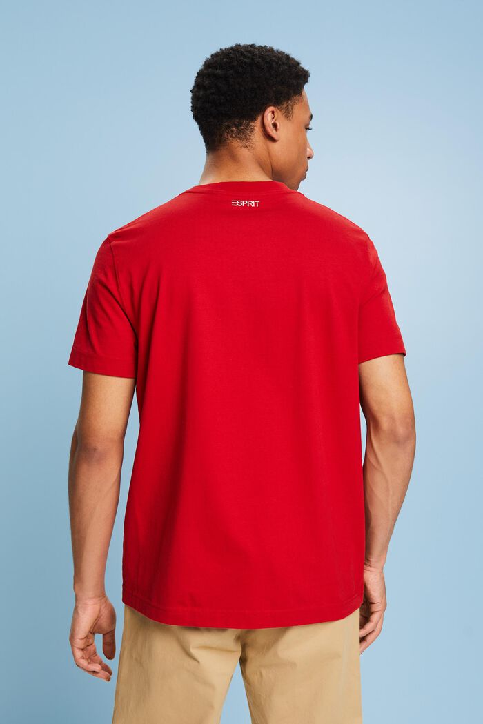 T-shirt z logo i kwiatowym nadrukiem, DARK RED, detail image number 2