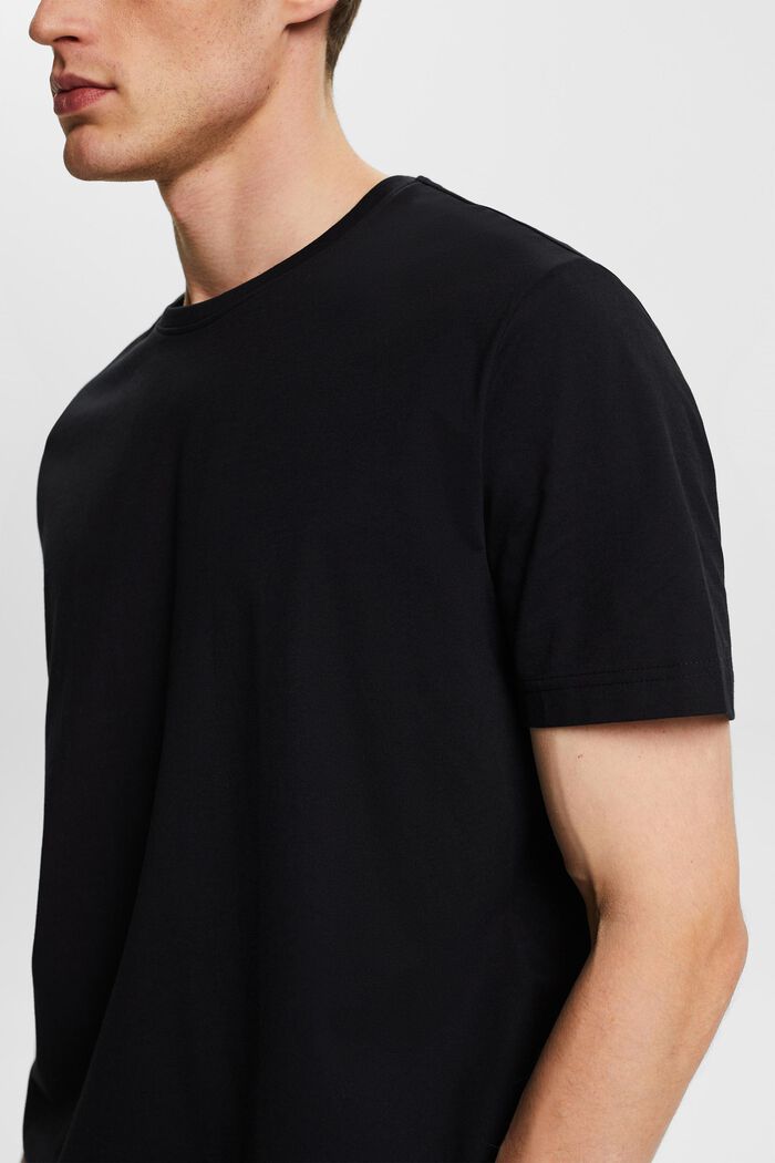 T-shirt z okrągłym dekoltem z jerseyu z bawełny, BLACK, detail image number 2