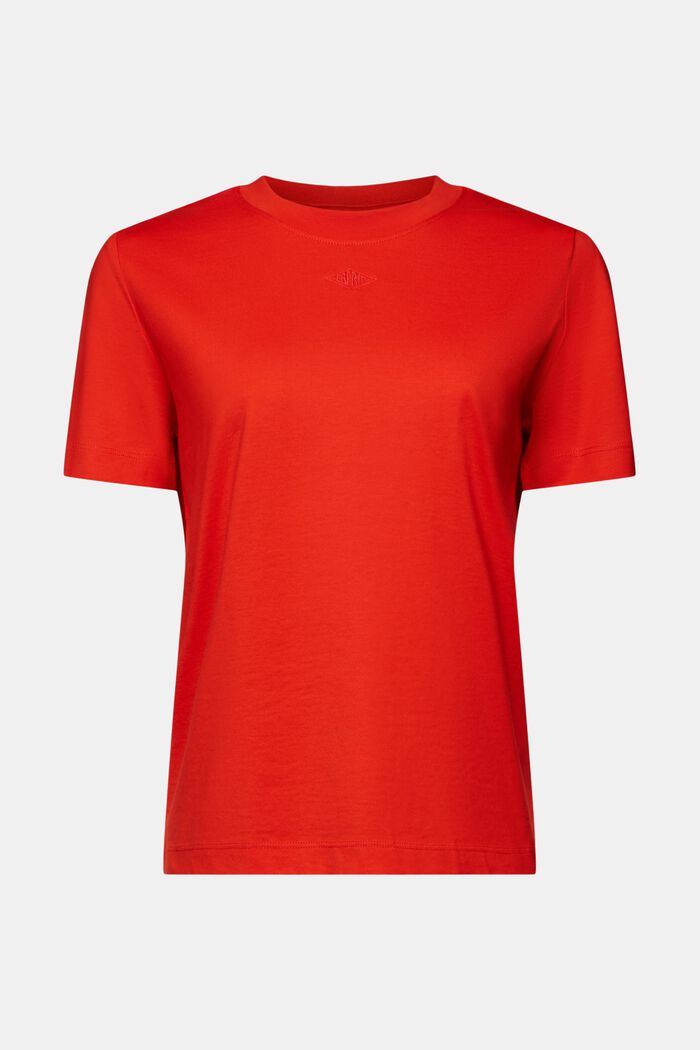 T-shirt z wyhaftowanym logo z bawełny pima, RED, detail image number 6