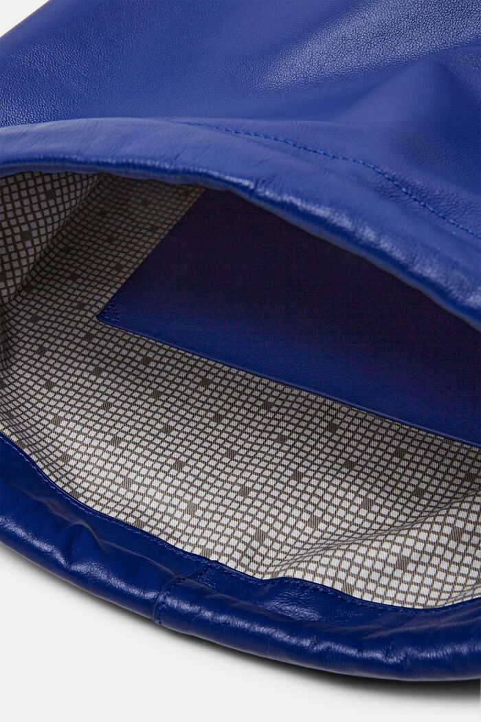 Plecak ze skóry ze sznurkiem ściągającym i logo, BRIGHT BLUE, detail image number 3