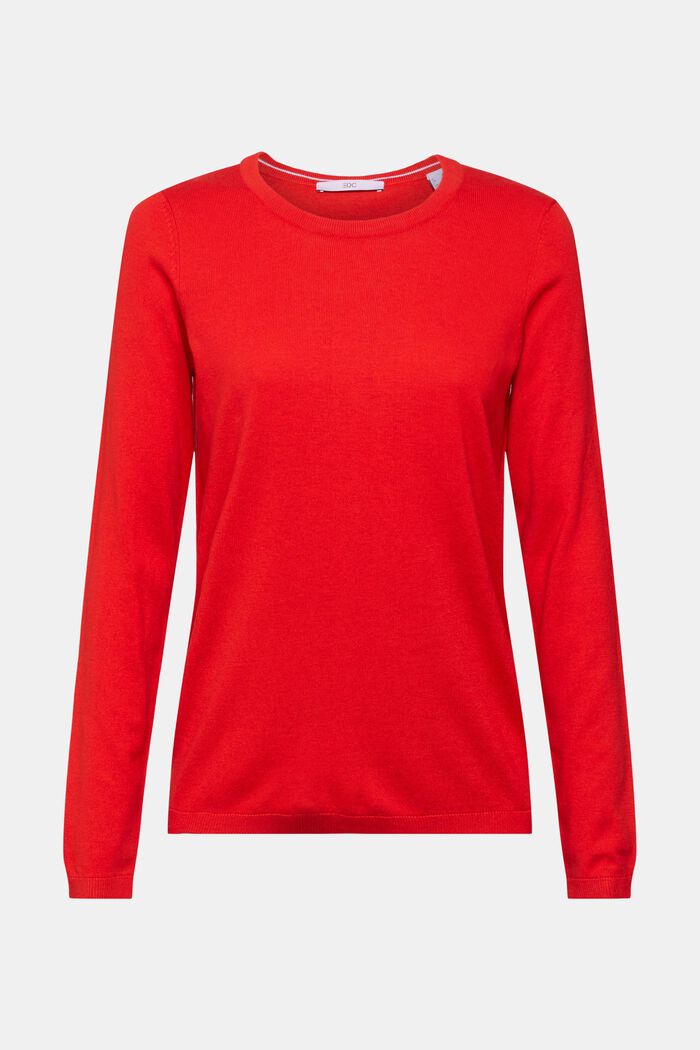 Sweter basic z okrągłym dekoltem, RED, detail image number 2
