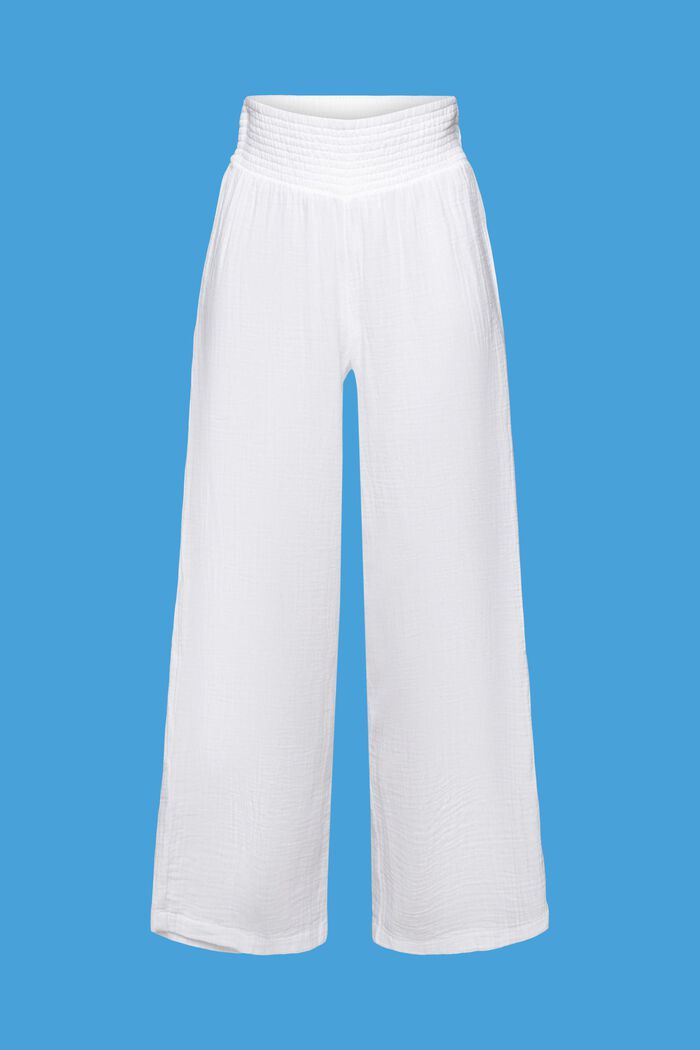 Spodnie z szerokimi nogawkami, 100% bawełna, WHITE, detail image number 4