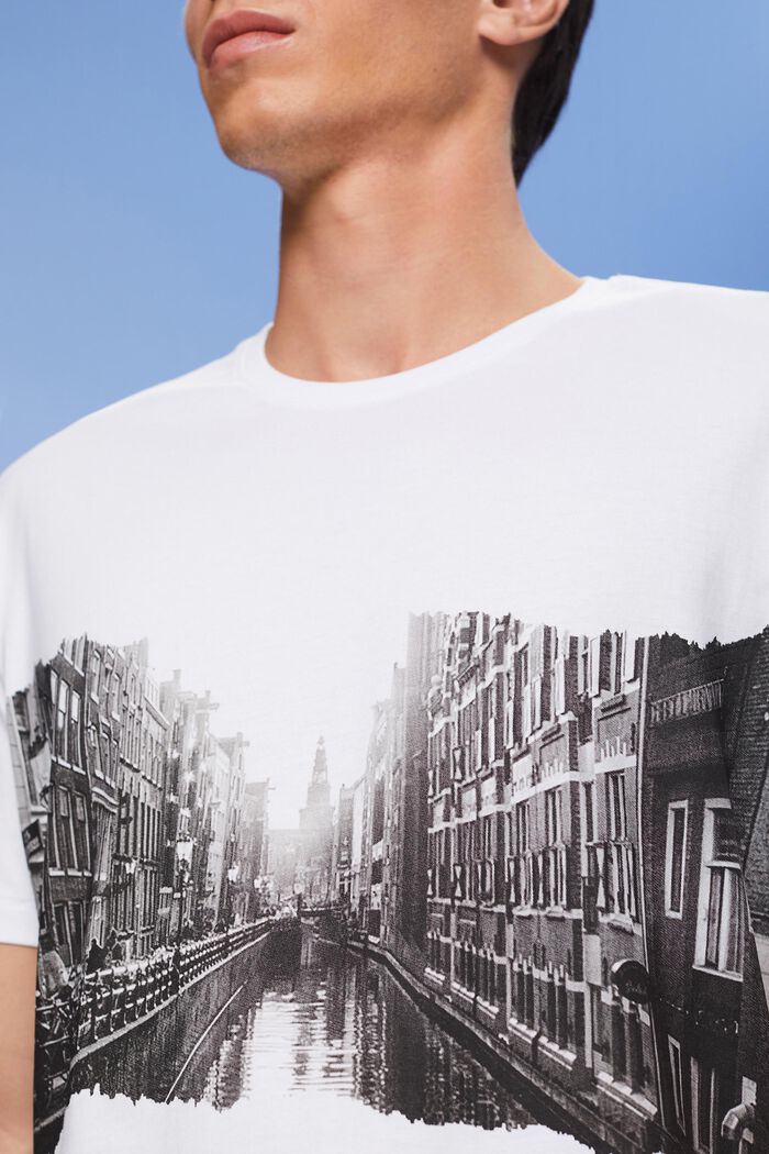 T-shirt z okrągłym dekoltem i nadrukiem, 100% bawełny, WHITE, detail image number 2