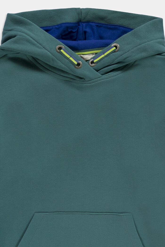 Bawełniana bluza z kapturem, TEAL GREEN, detail image number 2