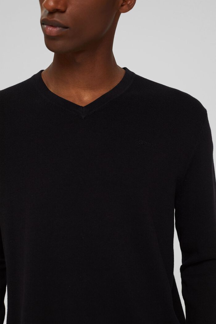 Sweter basic ze 100% bawełny Pima, BLACK, detail image number 2