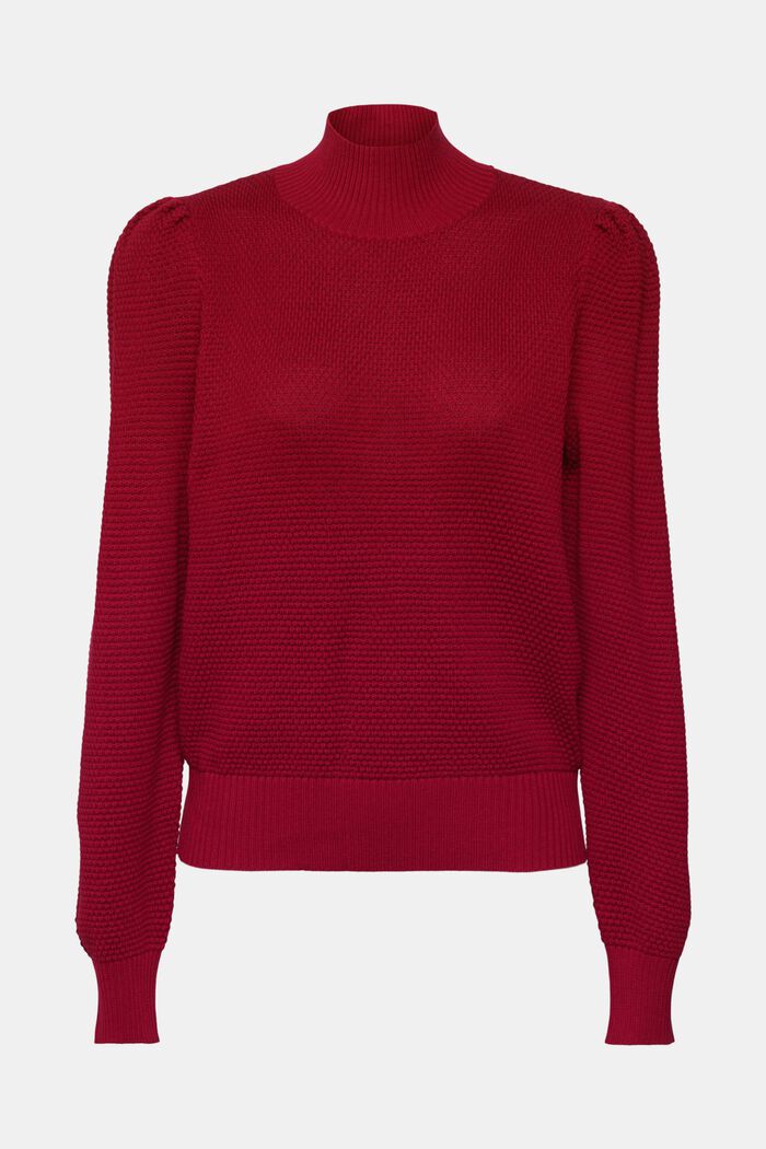 Fakturowany sweter z półgolfem, mieszanka bawełniana, CHERRY RED, detail image number 2