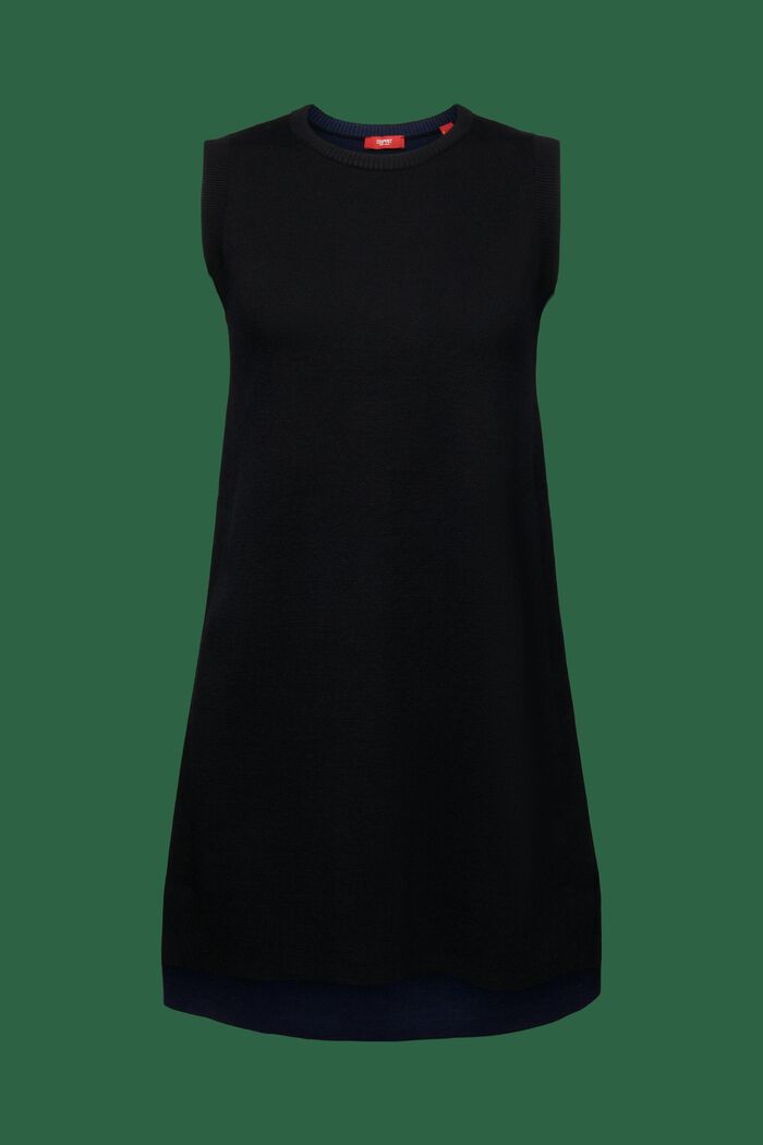 Sukienka mini bez rękawów z mieszanki wełnianej, BLACK, detail image number 6