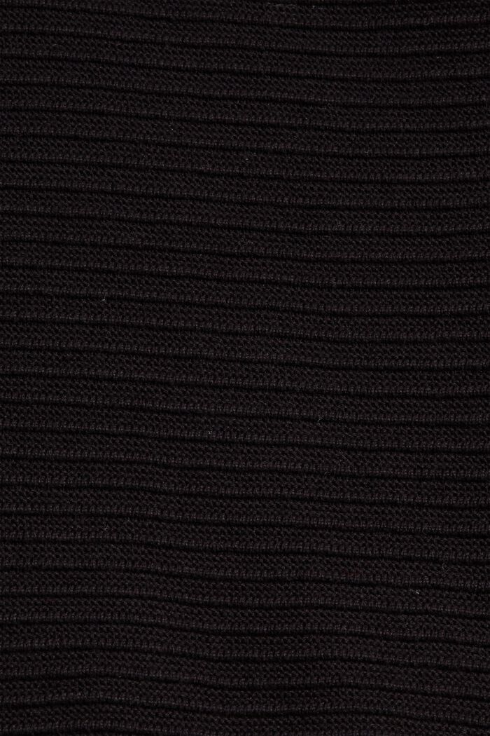 Sweter w fakturowane prążki, bawełna ekologiczna, BLACK, detail image number 4
