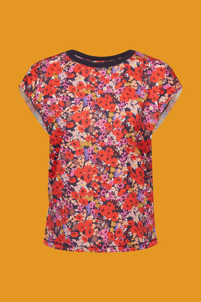 Koszulka bez rękawów z kwiatowym wzorem, NAVY COLORWAY, detail image number 6