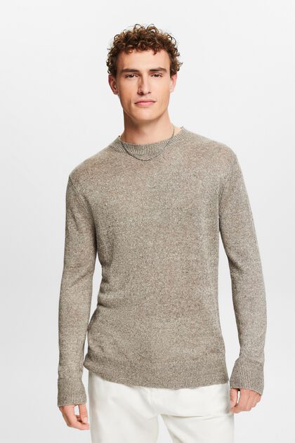 Lniany sweter z okrągłym dekoltem