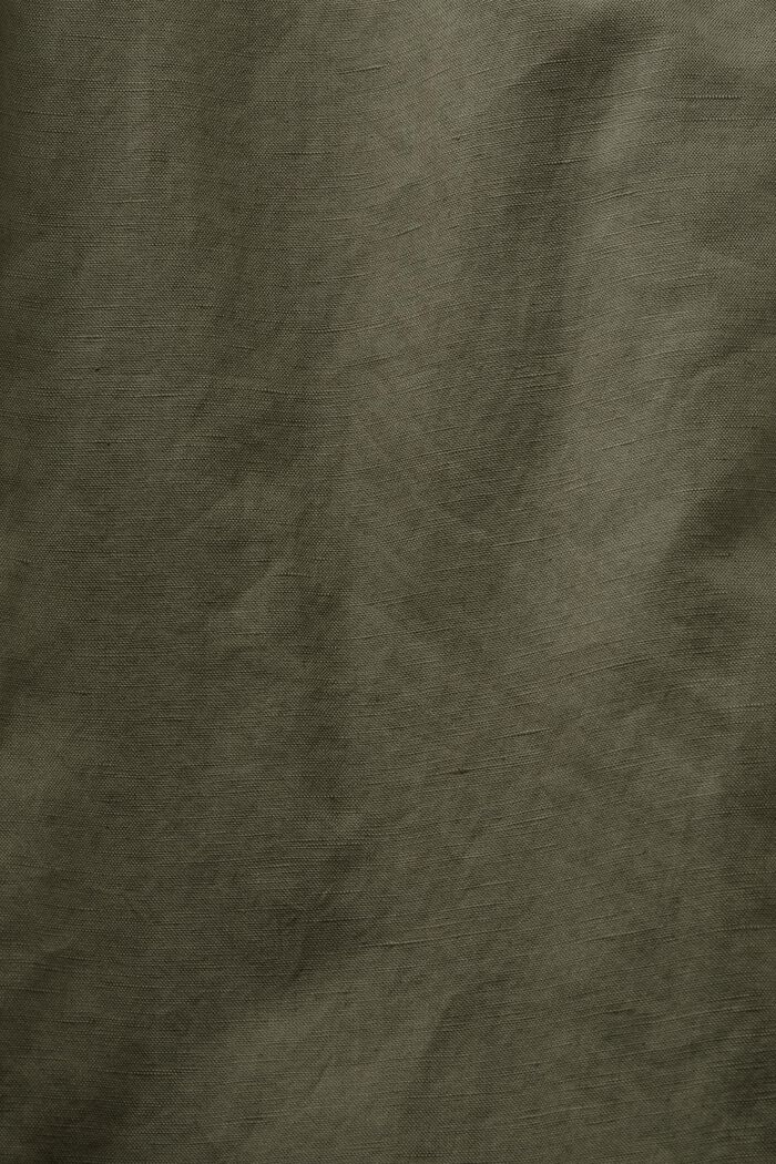 Skrócone kuloty z bawełny i lnu, DARK KHAKI, detail image number 6