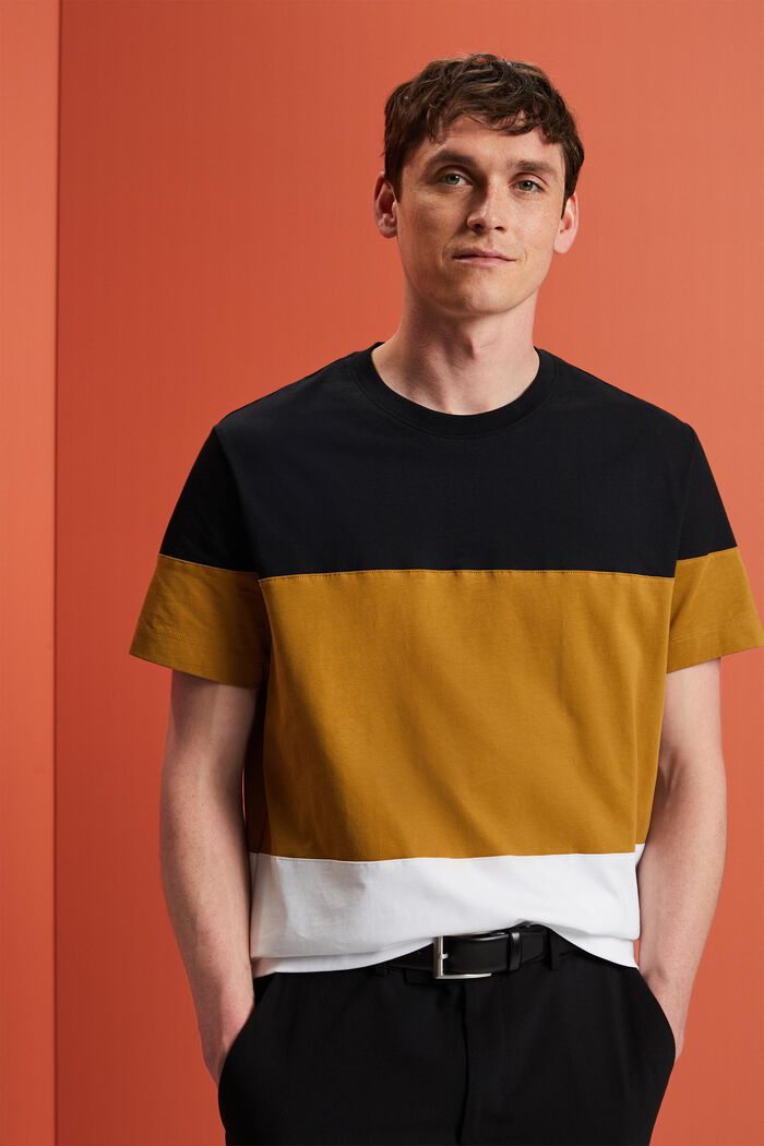 T-shirt w bloki kolorów, 100% bawełny, BLACK, detail image number 4