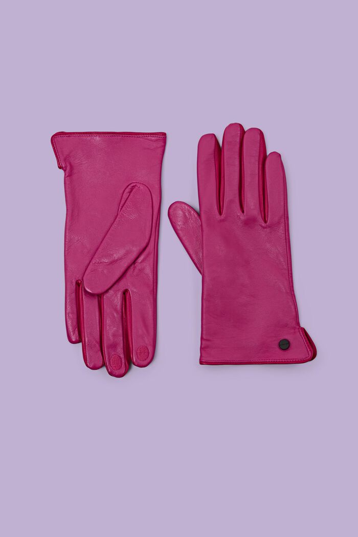 Skórzane rękawiczki, PINK FUCHSIA, detail image number 0