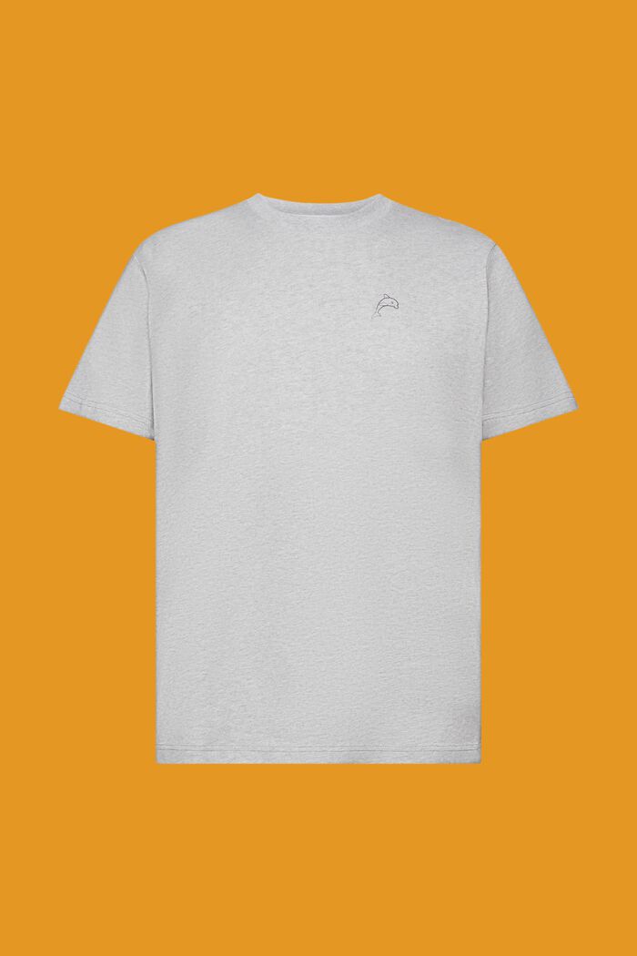 Bawełniany T-shirt z nadrukowanym delfinem, LIGHT GREY, detail image number 6