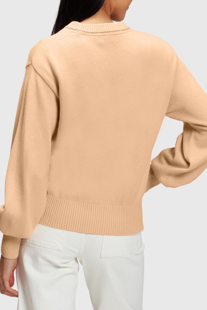 Sweter z bufiastymi rękawami z kaszmirem, BEIGE, detail image number 1
