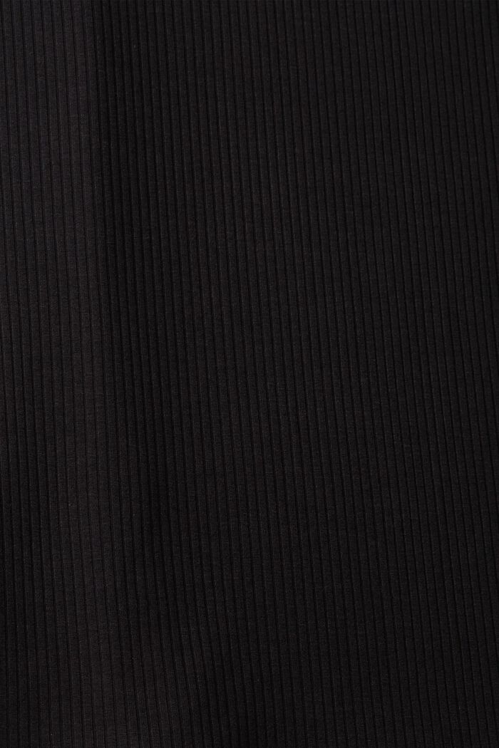 Prążkowana bluzka z długim rękawem i koronkowymi detalami, BLACK, detail image number 1