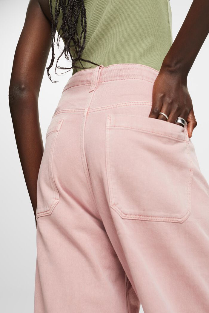 Spodnie z diagonalu z szerokimi nogawkami, 100% bawełna, OLD PINK, detail image number 4