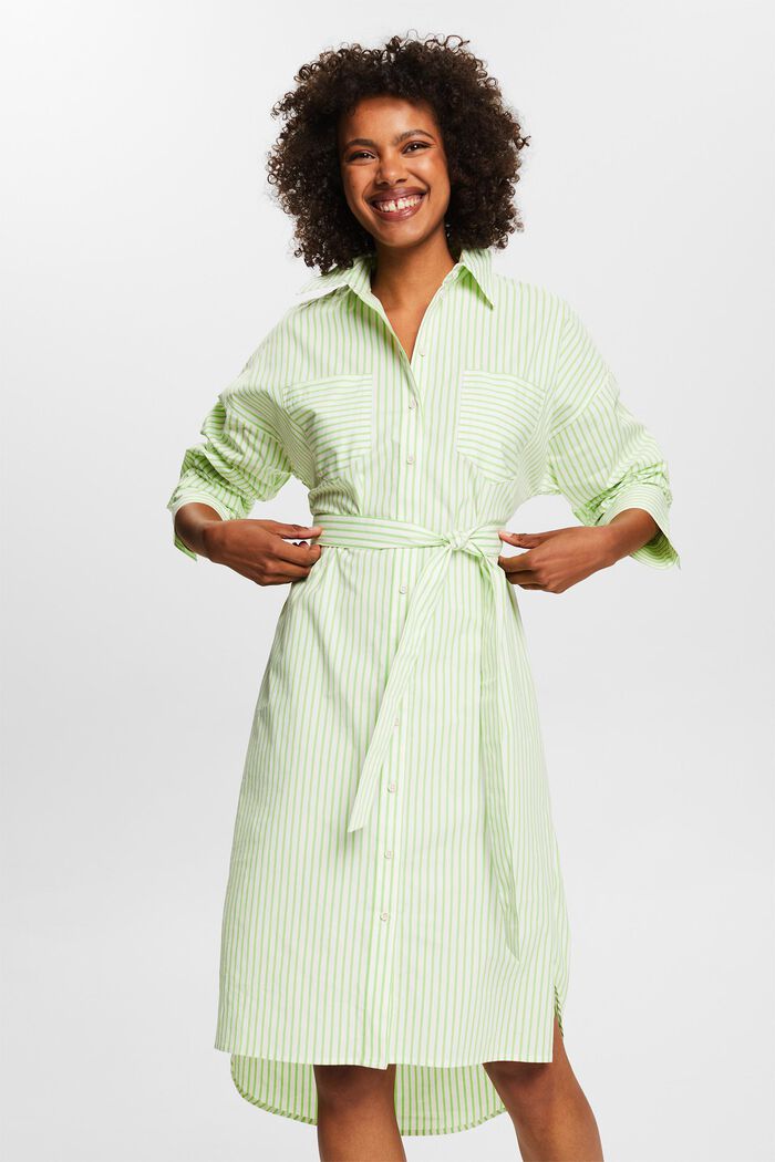 Sukienka koszulowa z popeliny w paski, GREEN, detail image number 2