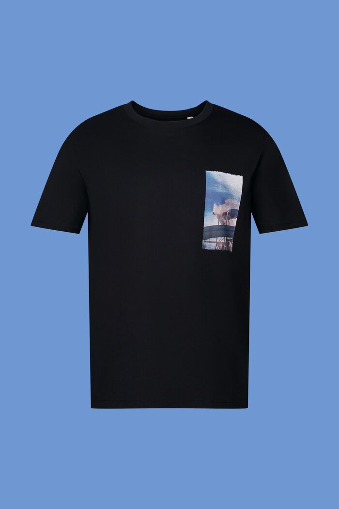 T-shirt z nadrukiem na piersi, 100% bawełny, BLACK, detail image number 5