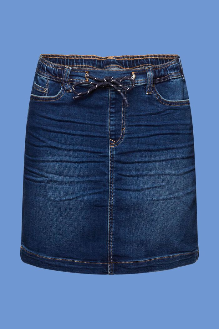 Dżinsowa spódniczka mini w stylu jogger, BLUE DARK WASHED, detail image number 6