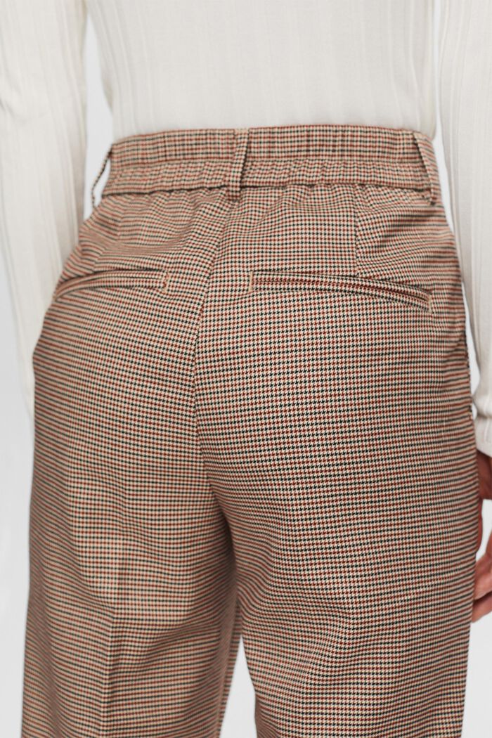Spodnie w pepitkę z wysokim stanem i szerokimi nogawkami, SAND, detail image number 4