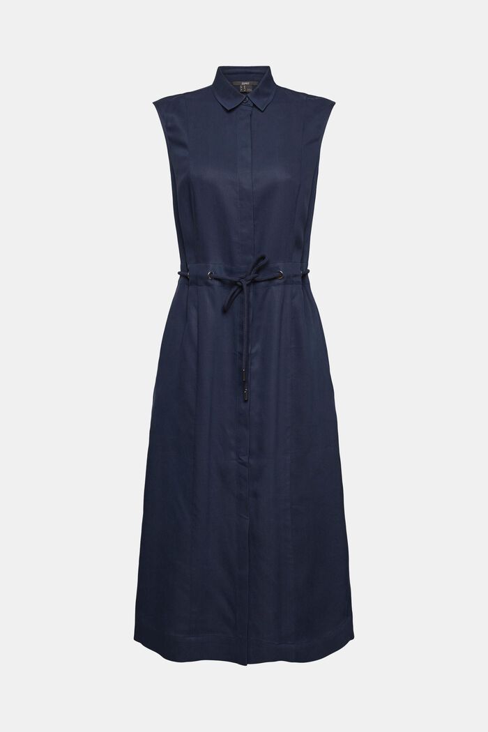Sukienka koszulowa ze ściąganym sznurkiem, DARK BLUE, overview
