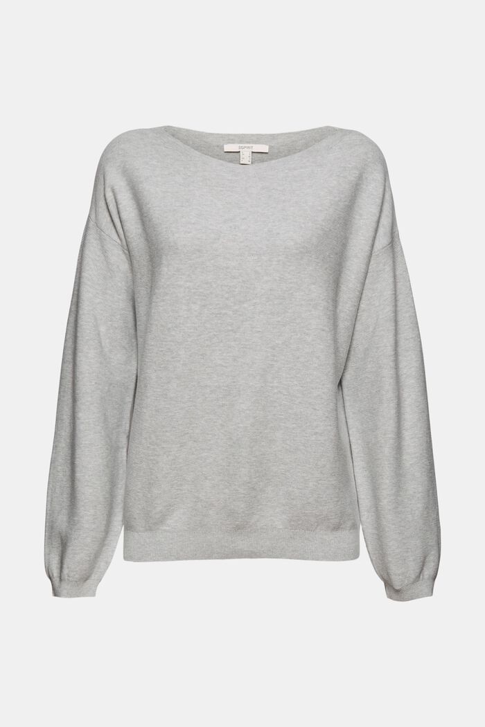 Dzianinowy sweter, 100% bawełny ekologicznej, LIGHT GREY, detail image number 0