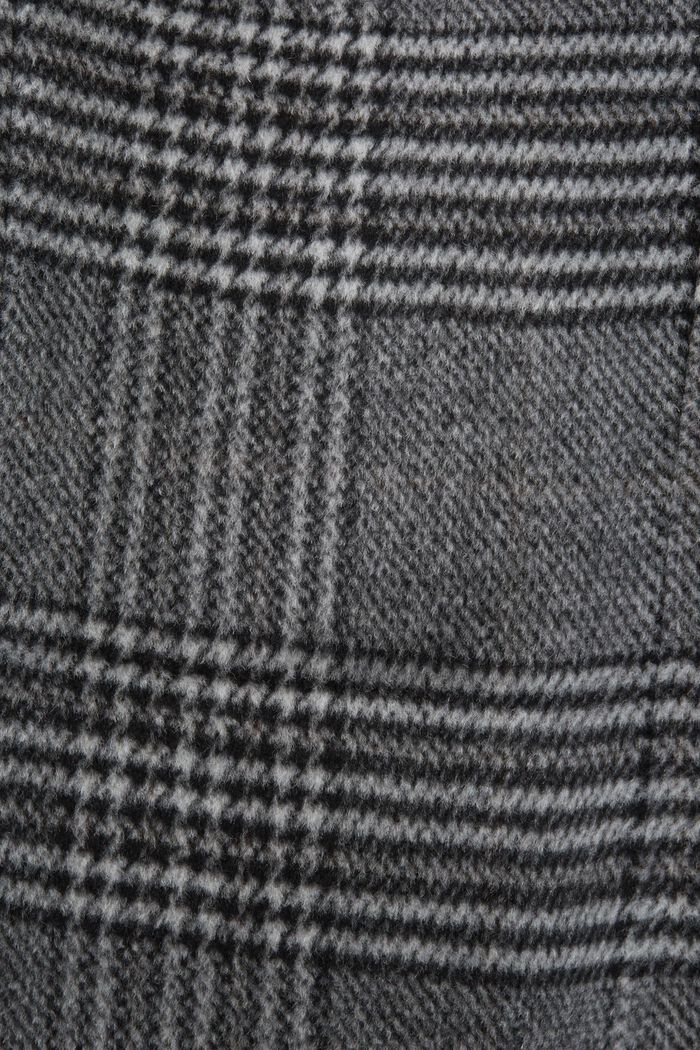 Z recyklingu: płaszcz w kratkę z mieszanki wełnianej z kaszmirem, BLACK, detail image number 8