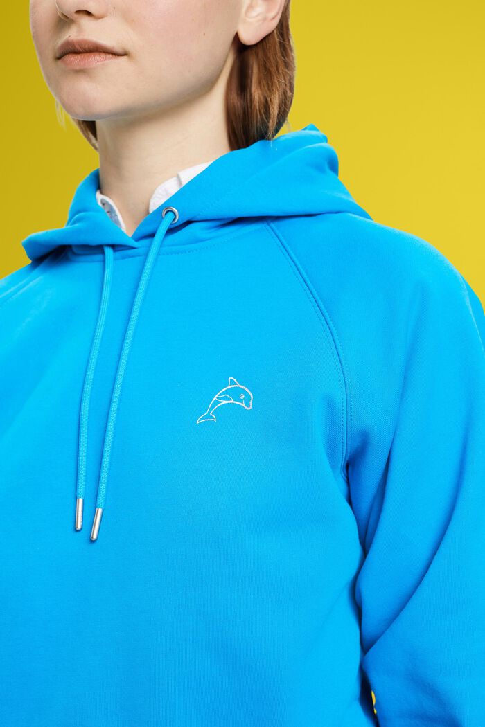Krótka bluza z kapturem, logo z delfinem, TURQUOISE, detail image number 2