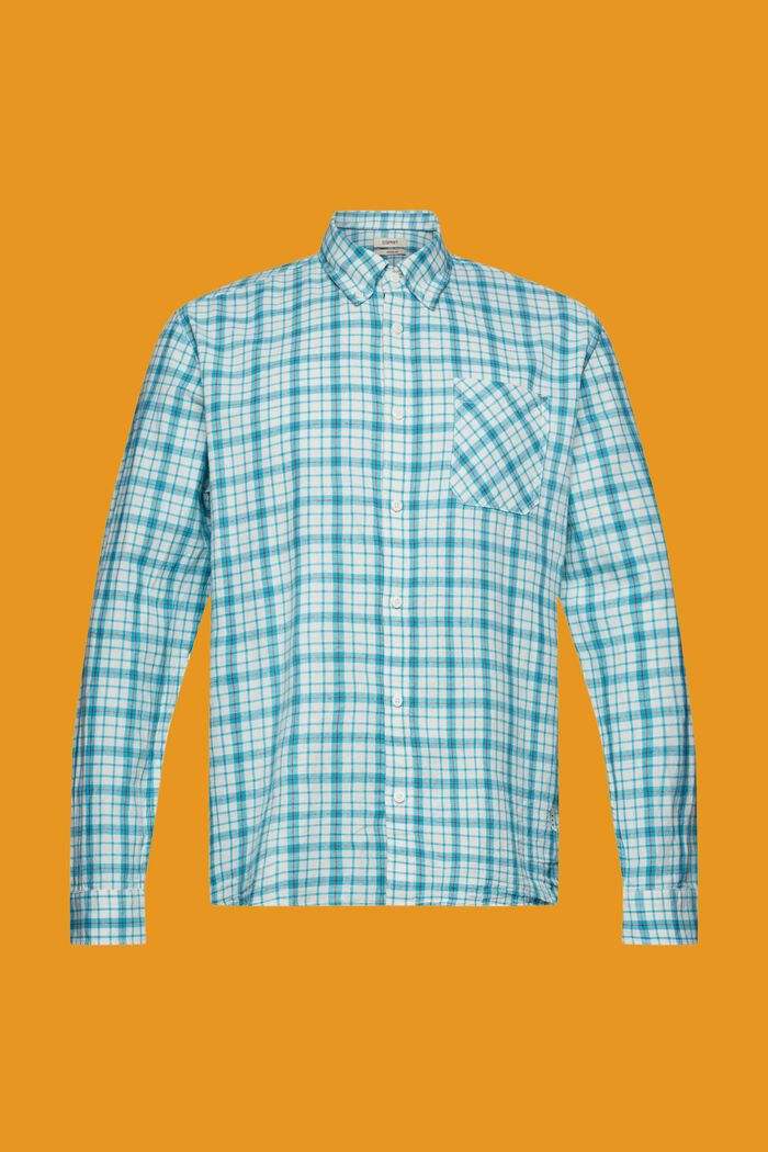 Koszula w kratę z ekologicznej bawełny, AQUA GREEN, detail image number 6