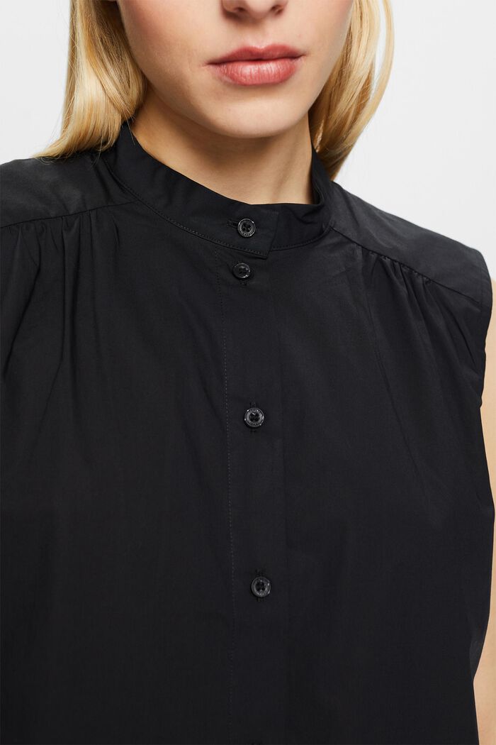 Bluzka bez rękawów z popeliny, BLACK, detail image number 3