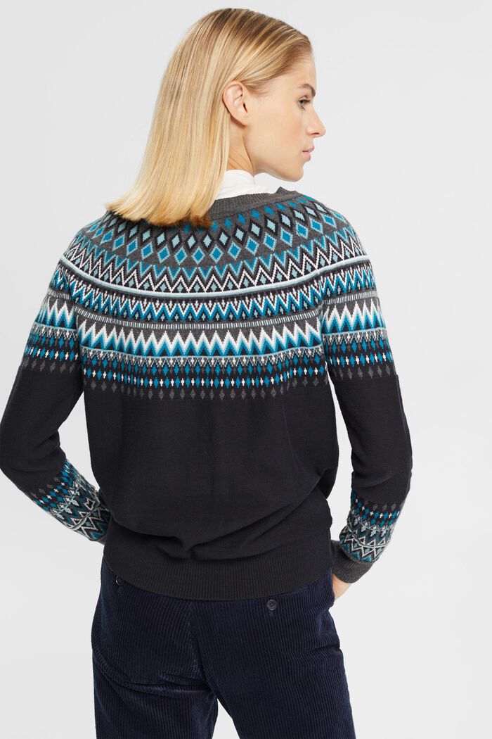Żakardowy sweter, BLACK, detail image number 5