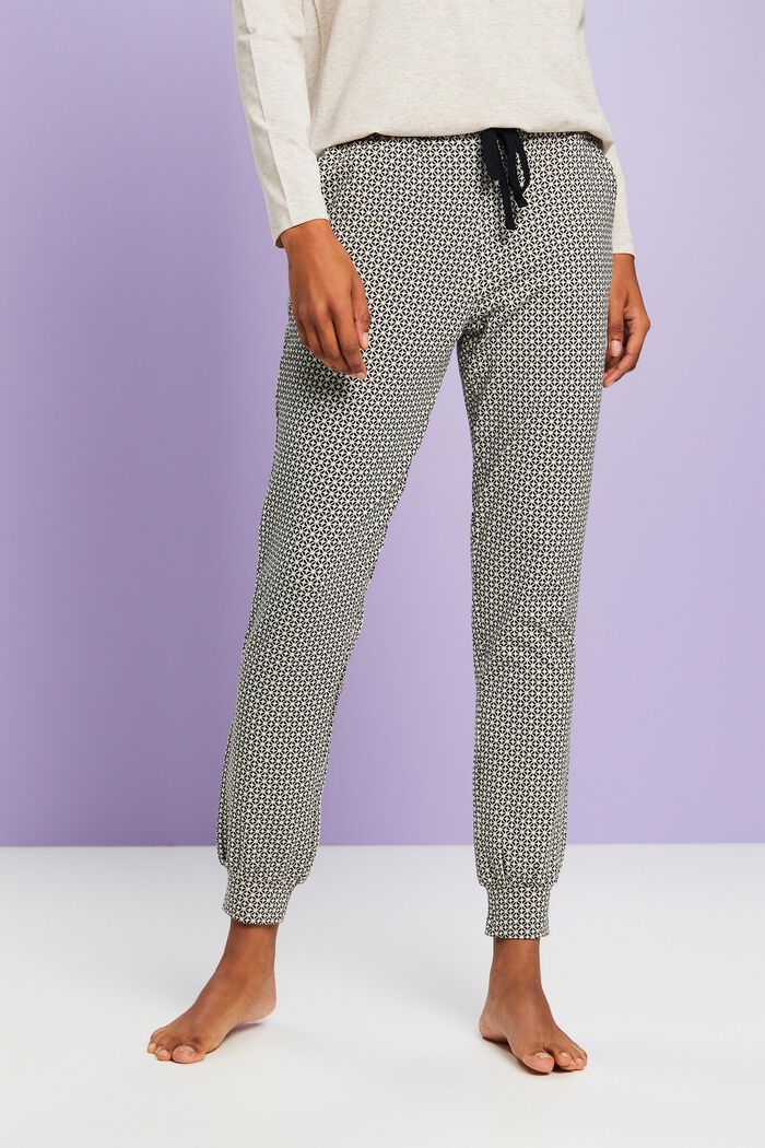 Dżersejowe spodnie od piżamy z nadrukiem, NEW BLACK, detail image number 0