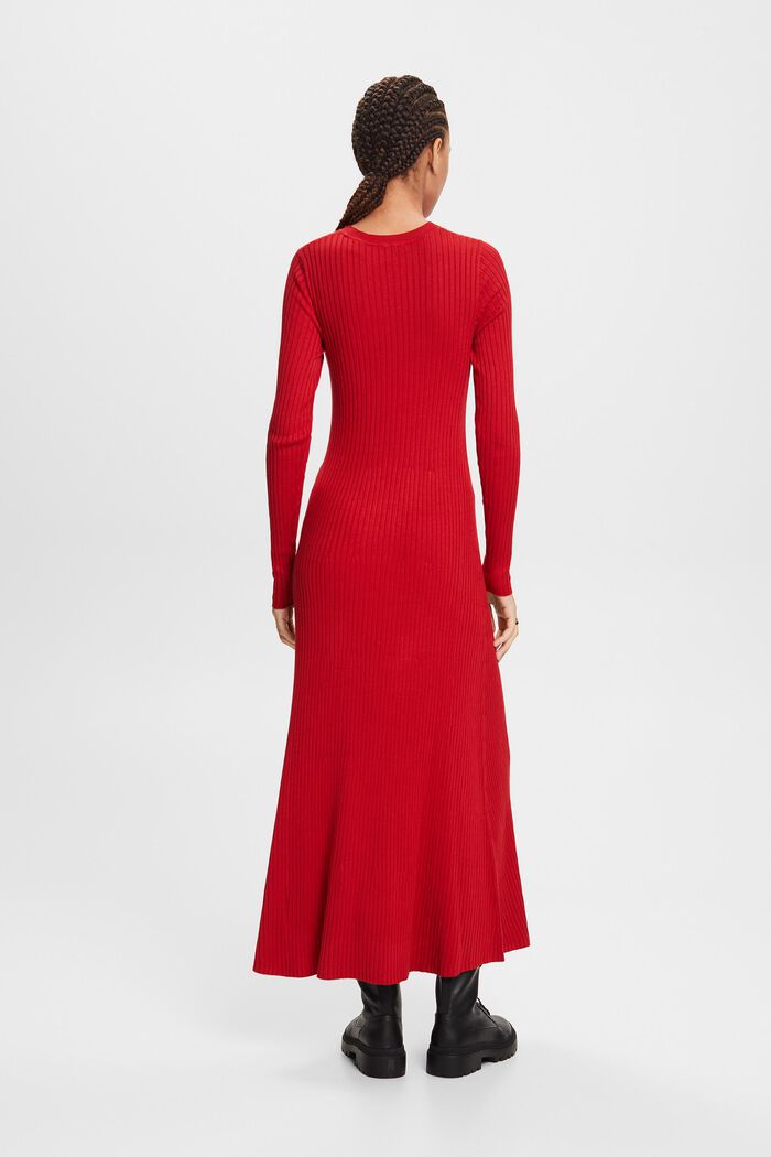 Sukienka maxi z prążkowanej dzianiny, DARK RED, detail image number 5
