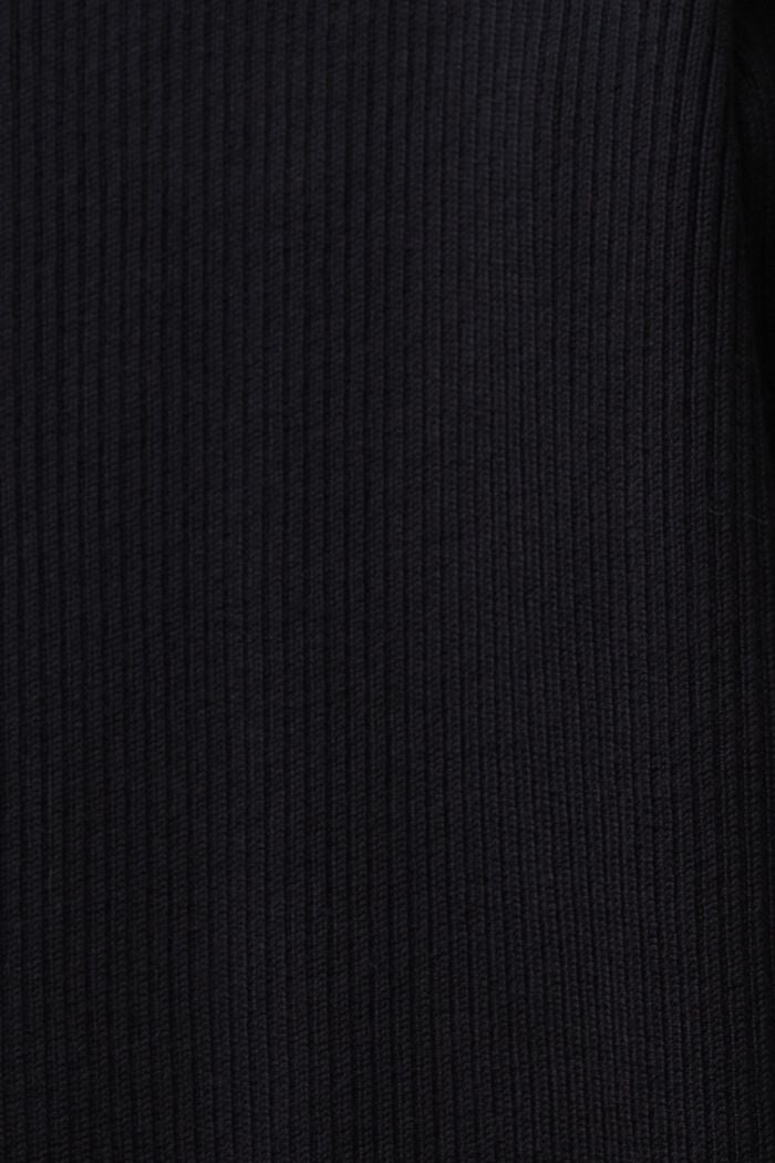 Sukienka mini z dzianiny w prążki z półgolfem, BLACK, detail image number 5