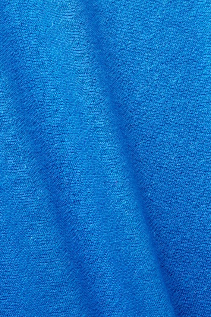 T-shirt z mieszanki bawełny i lnu, BRIGHT BLUE, detail image number 4