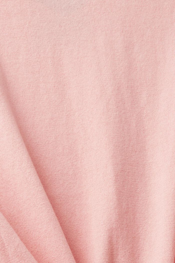 Bawełniany sweter z dekoltem w serek, PINK, detail image number 4