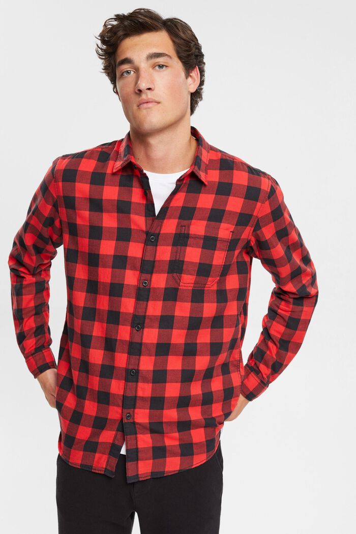 Flanelowa koszula w kratkę vichy ze zrównoważonej bawełny, RED, detail image number 0