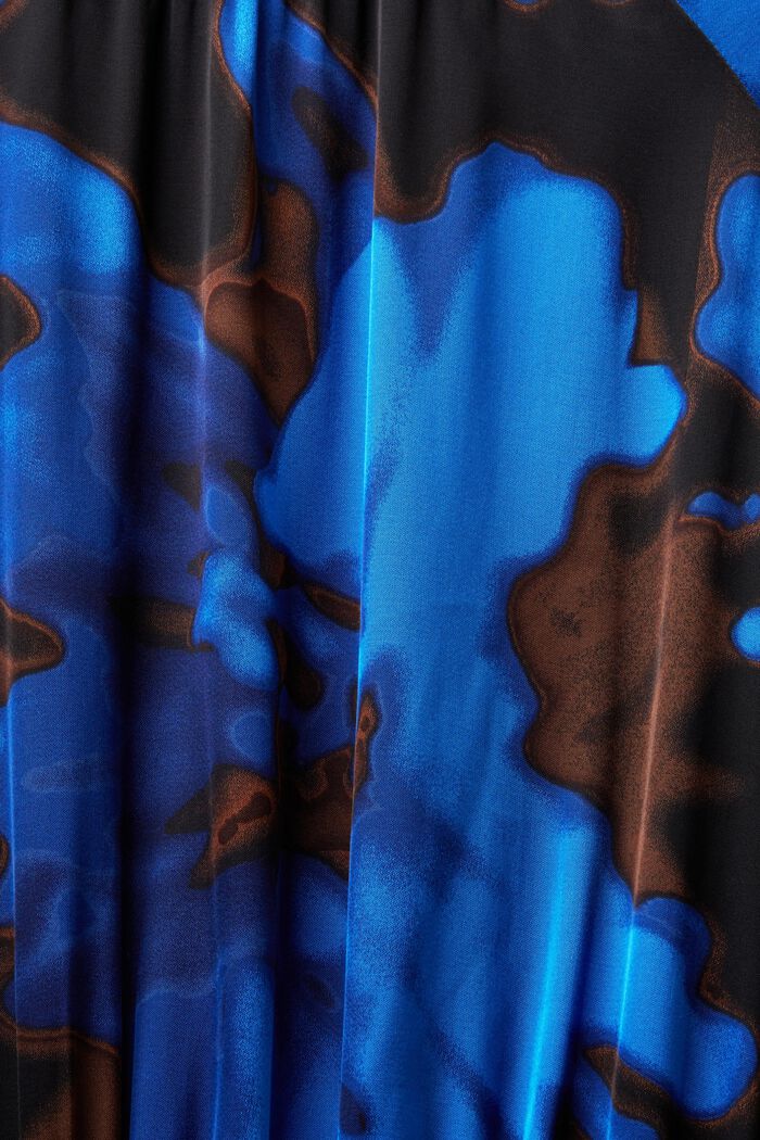 Sukienka z marszczonej satyny z nadrukiem, BRIGHT BLUE, detail image number 5