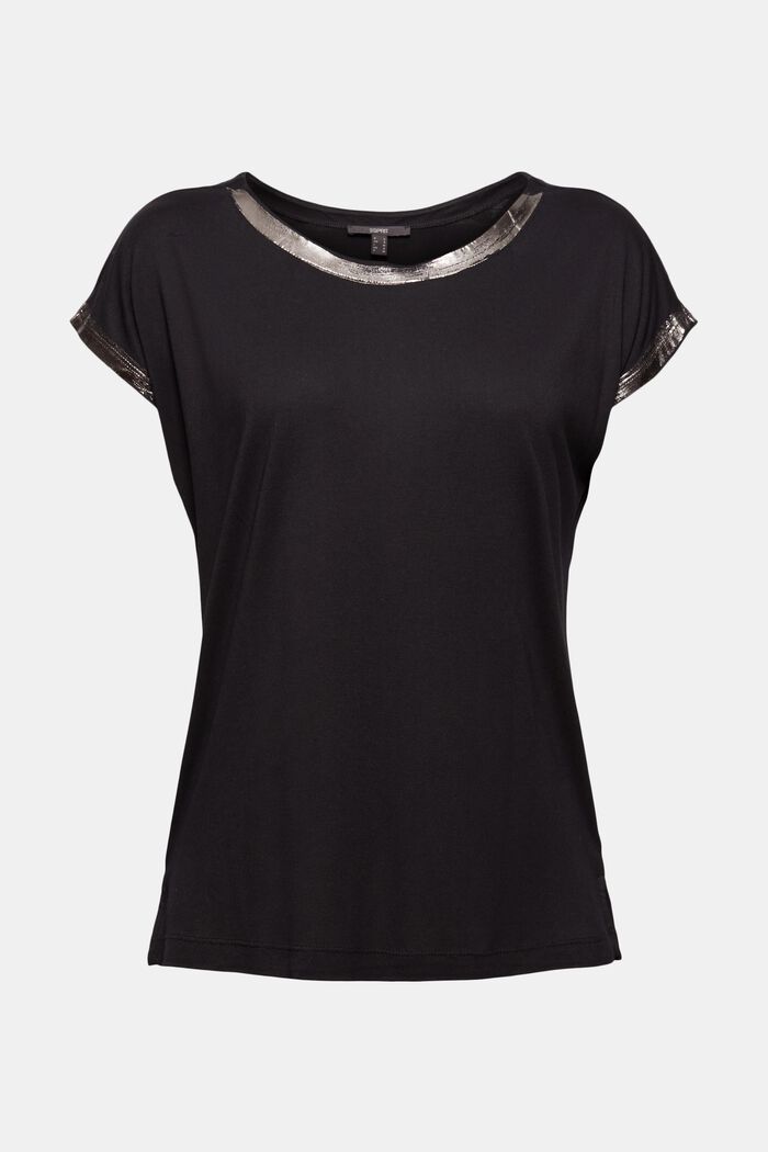T-shirt z metalicznym efektem, LENZING™ ECOVERO™, BLACK, detail image number 2