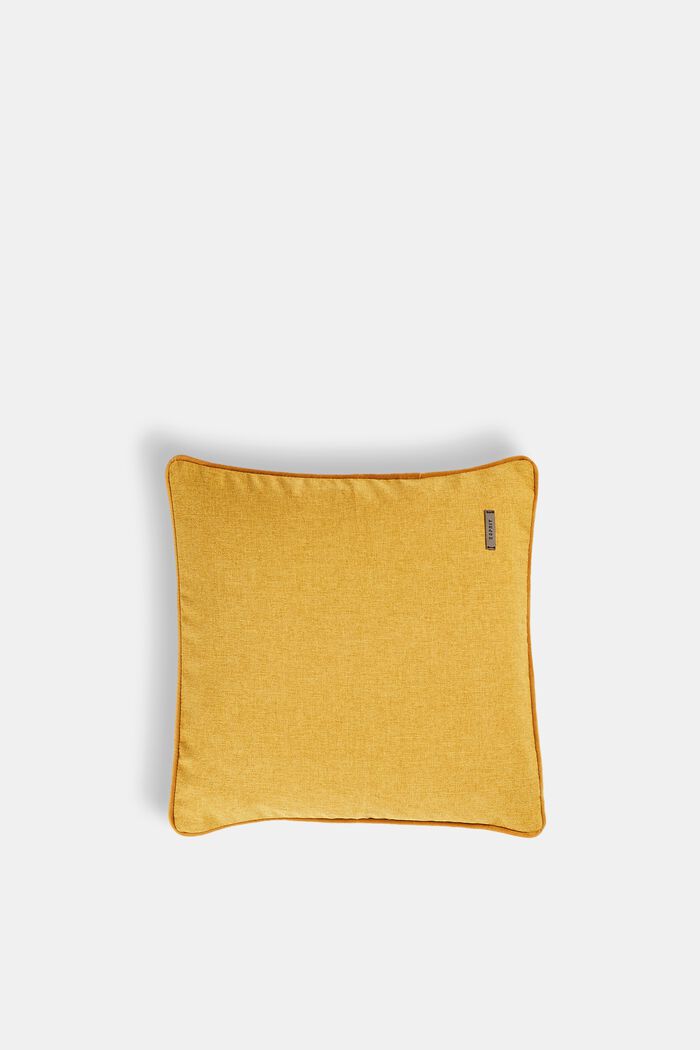 Ozdobna poszewka na poduszkę z aksamitną lamówką, MUSTARD, detail image number 0