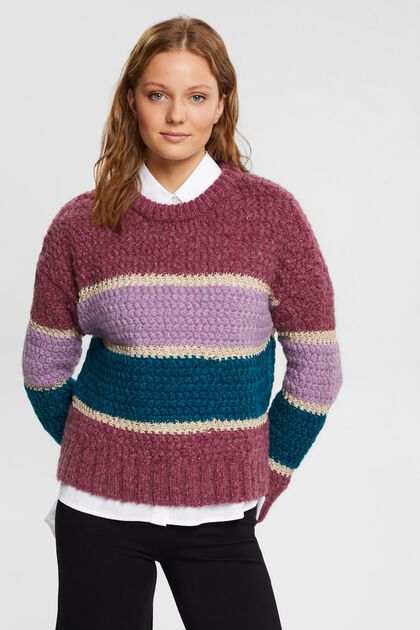 Sweter z grubej mieszanki wełnianej z efektownym połyskiem