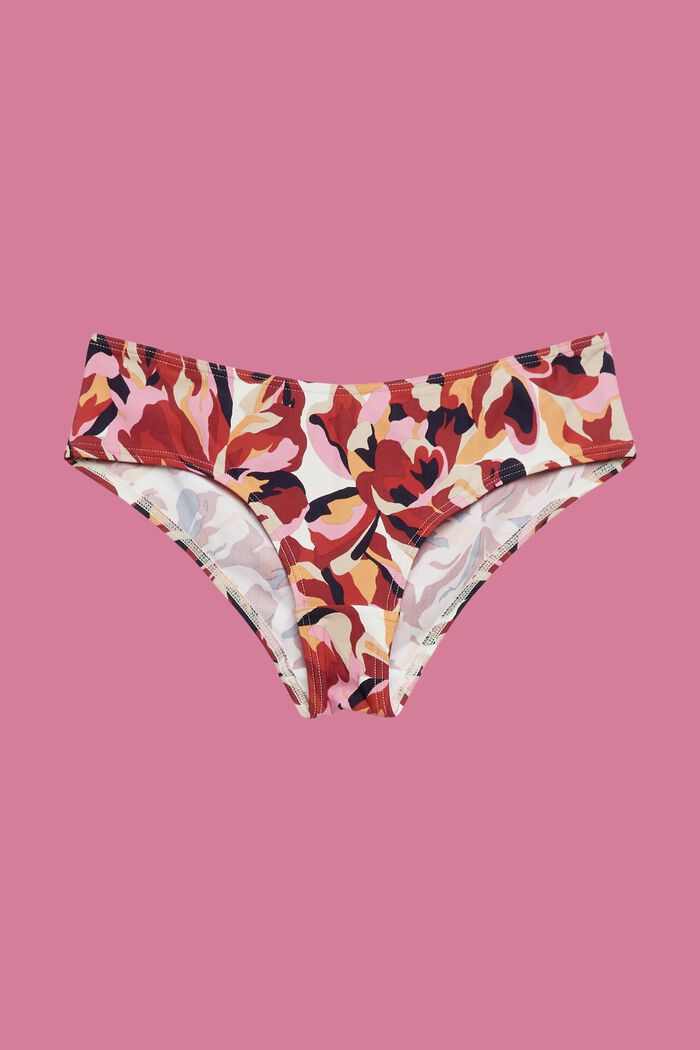 Dół od bikini w stylu biodrówek z kwiatowym nadrukiem, DARK RED, detail image number 4