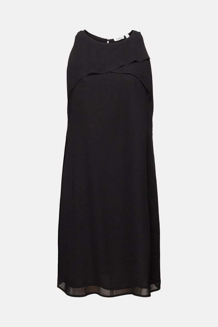 Sukienka mini bez rękawów z szyfonowej krepy, BLACK, detail image number 8