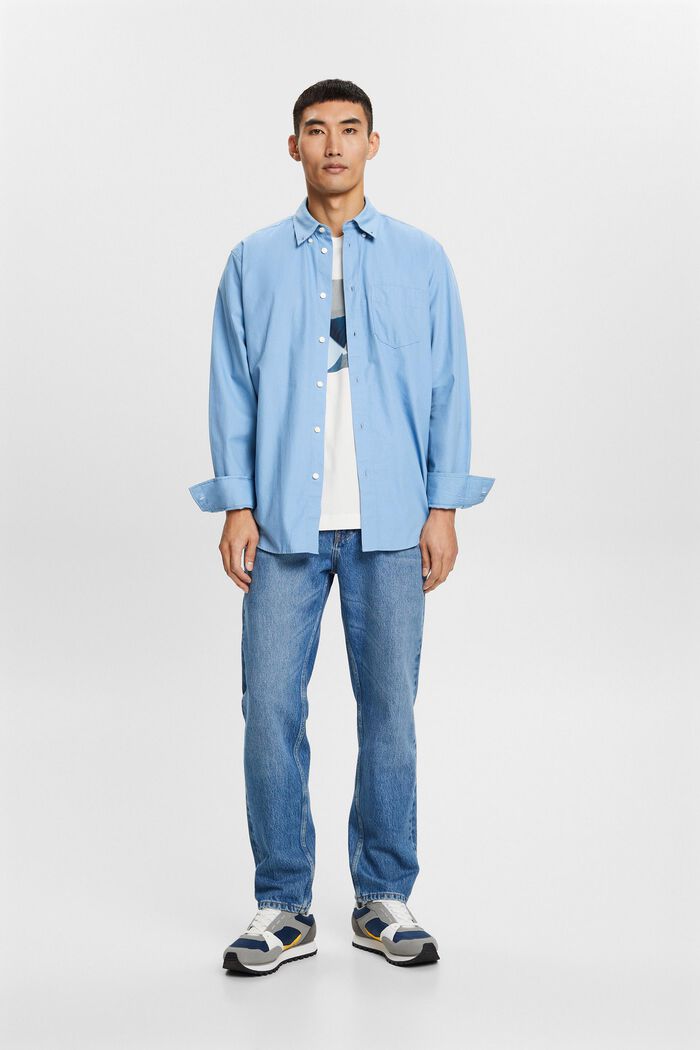 Popelinowa koszula z przypinanym kołnierzykiem, 100% bawełny, LIGHT BLUE, detail image number 5