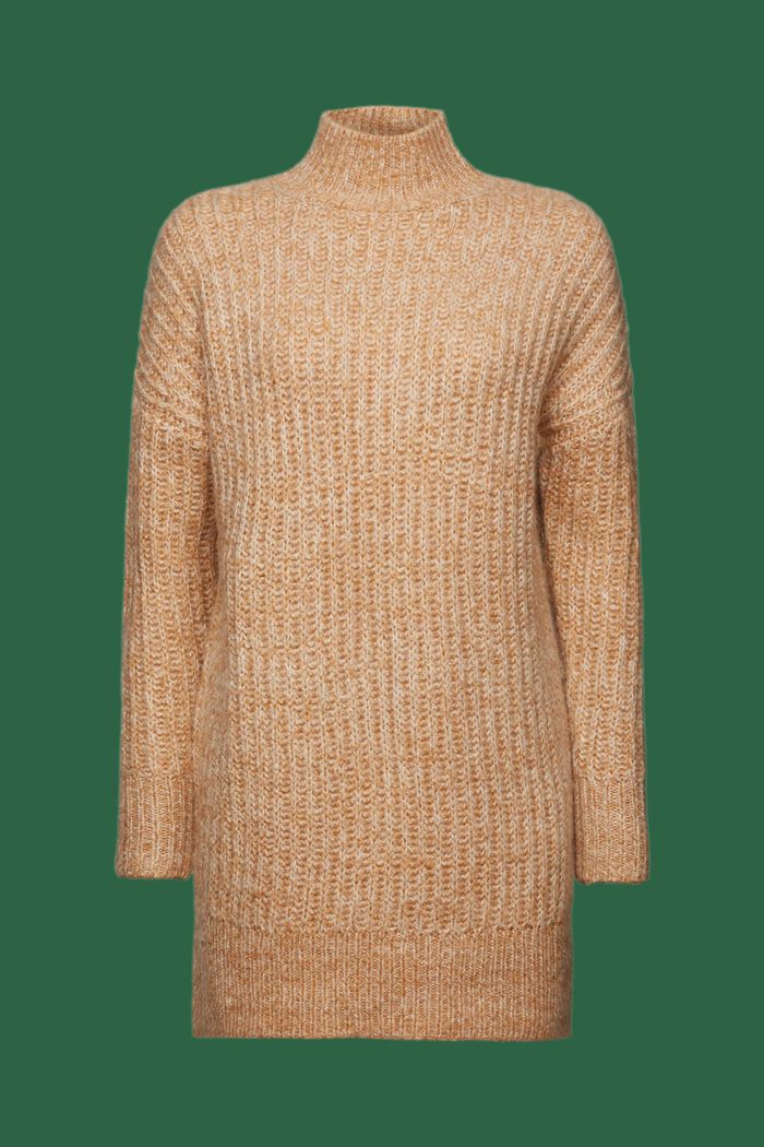 Sweter z półgolfem z dzianiny o grubym splocie, CARAMEL, detail image number 6