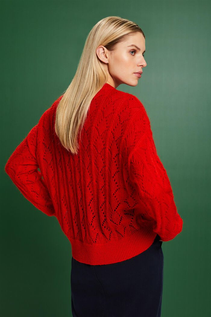 Sweter o luźnym splocie z mieszanki z wełną, RED, detail image number 2