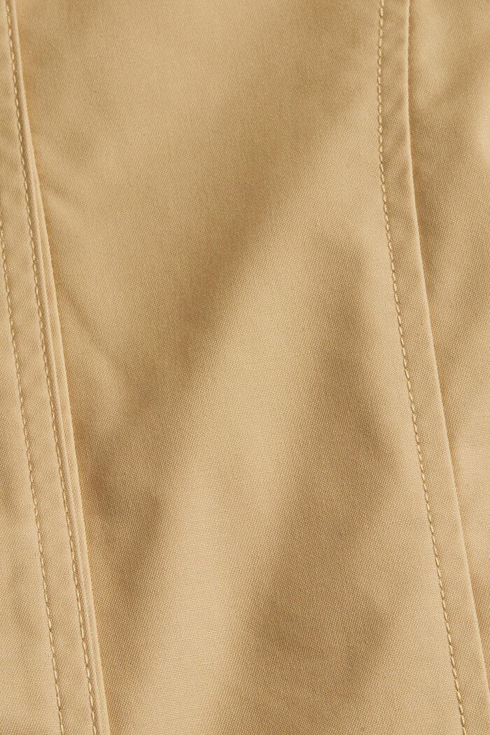 Krótki trencz z paskiem, mieszanka bawełny ekologicznej, CAMEL, detail image number 4