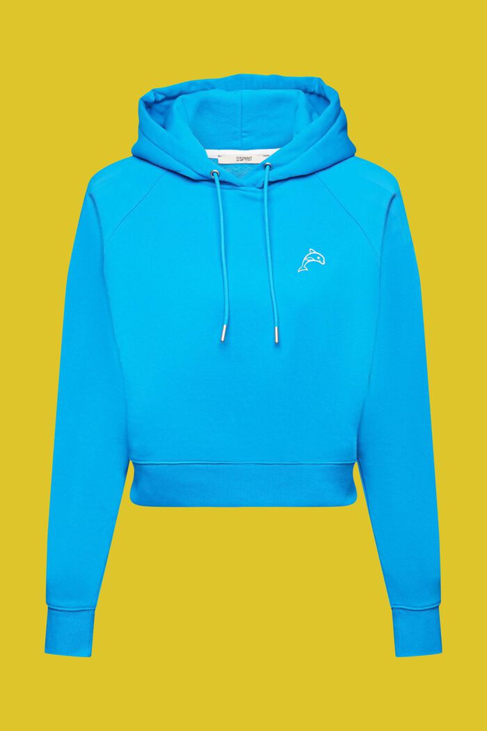 Krótka bluza z kapturem, logo z delfinem, TURQUOISE, detail image number 6
